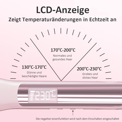Bild 4 - Faszin 2 in 1 Glätteisen Locken und Glätten, 20s Schnellaufheizung, Titanplatten Ionen Haarglätter für einen glatten Stil, 3D-Schwebepanel verhindert Haarziehen, mit LCD-Display, 130°C-230°C - Rosa