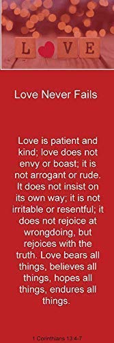 Thelma's Love Never Fails Inspirational Bookmarks - Bulk Pack of