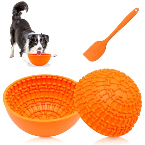 Silikon-Lecknapf für Hunde, lustig, langsamer Futternapf, rutschfest, interaktiv, Anti-Ersticken, langsames Fressen, gesünder (orange)