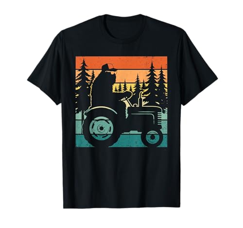 Bigfoot Tractor Funny Farmer Farming Farm Dad Men Sasquatch T-Shirt