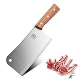 ZENG JIA DAO Cleaver Knife - 7'' Meat Cleaver Bone Chopper Butcher Knife Bone Cutting Knife - Stainless Steel Blade - Pearwood Handle for Kitchen Home