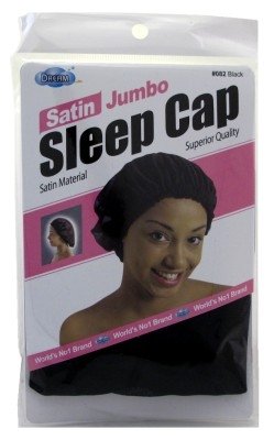 Dream Satin Sleep Cap Jumbo Black (12 Pieces)