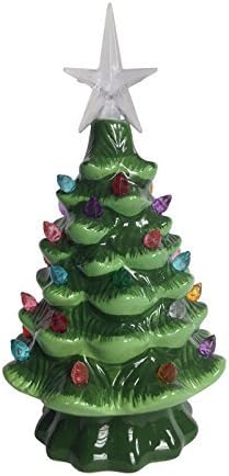 Lighted Tabletop Ceramic Tree with LED Bulb (Small 7")