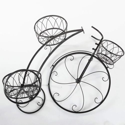Support de fleur de vélo en fer forgé contenant 3 pots - 3