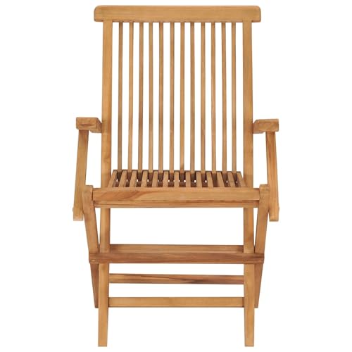 Chaises de jardin pliables teck massif avec coussin beige terrasse extérieure - 6