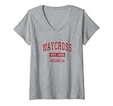 Photo Gallery donna waycross georgia ga vintage sports design rosso maglietta con collo a v Photo Gallery donna waycross georgia ga vintage sports design rosso maglietta con collo a v