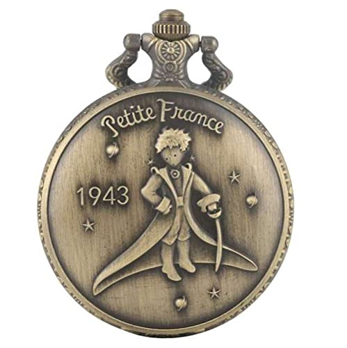 HUIBBGO Reloj de Bolsillo clásico de Cuarzo de Bronce Azul de la película El Principito, Regalo Popular para niños y niñas