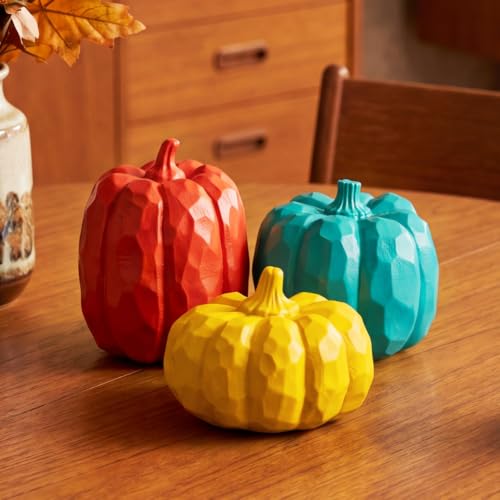 AceOrbit 3pcs Mid Century Modern Decor Fall Pumpkin Table Decor
