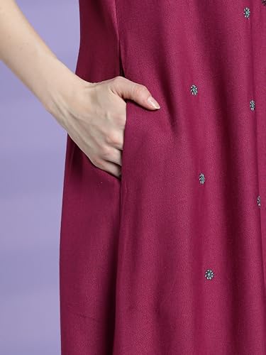 Image of 9shines Label Stylish Alpine Nighty Maxi for Women | Full Length Trendy Nightgown | Premium Nightdress | Nightwear | Heavy Embroidery Nighty with Pockets(2891)