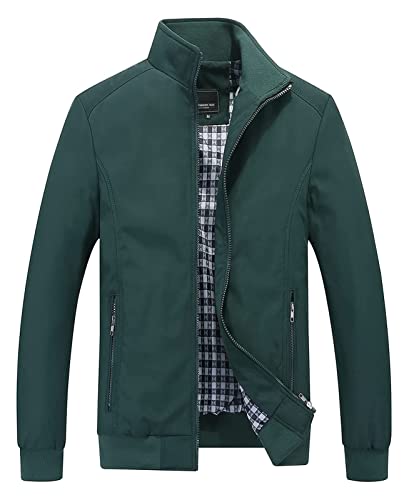 YANFU jacket Men's Jacket Lightweight Casual Spring Autumn Thin Outerwear Sportswear (Color : Green, Size : XX-Large)