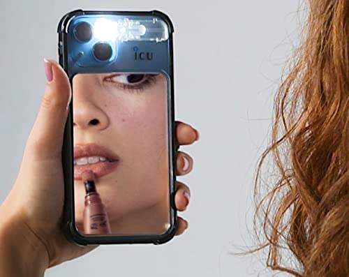 Icu Designs Mirror Cell Case, Iphone 14 Case For Women, & Men, Selfie Light For Iphone, Light Diffuser For Day And Night Setting, Vanity Mirror, Tpu Shockproof Cover, Magsafe Compatible (Black) #TOP1
