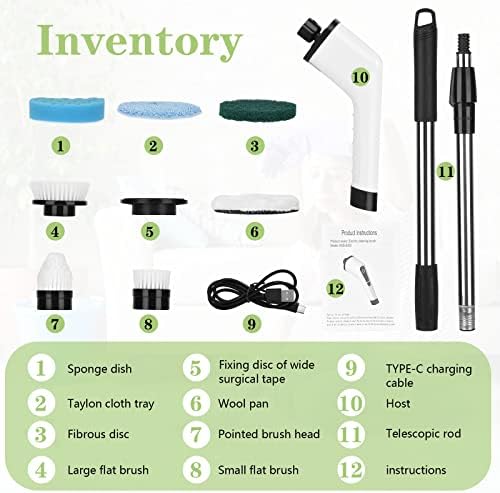 Electric Spin Scrubber,2022 New Cordless Cleaning Brush with 7 Replaceable Drill Brush Heads, Rechargeable Type-C Scrubber with Adjustable Extension Arm,for Bathroom Kitchen Car