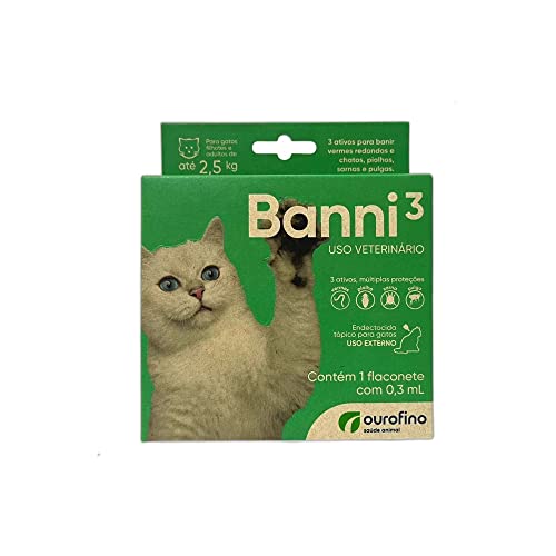 Banni 3 Antipulgas para Gatos até 2,5kg 0,3 ml - Ourofino