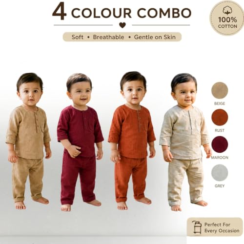 Image of Baby Boys Night Suit 3 /4 Sleeves Co-Ord Nightwear Set - Pure Cotton- Soft, Comfy & Perfect for Sleep Time