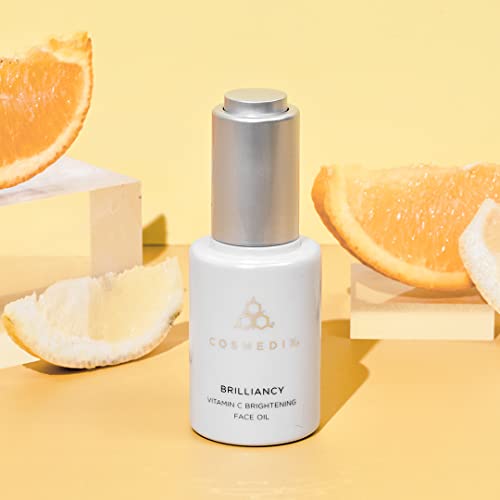 Cosmedix Brilliancy Vitamin C Brightening Face Oil Am/Pm, Sunflower Seed Oil & Elderberry Fruit Extract Protect Skin, Hydrates Skin, Vegan, Gluten & Cruelty Free #TOP5