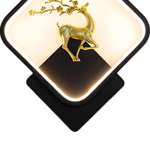 Image of SAH Black Home Decor Inbuilt Led Fancy Wall Light, Night Lamp,Decorative Lamp,Living Room,Bedroom, Cafe (Plastic) (3-Lighting Mode) (Sqaure, Full Deer)