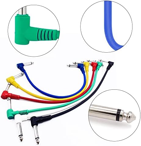 3 Pcs Guitar Patch Cables 6.35mm Instrument Cables Guitar Effect Pedal Cables for Guitar Bass Effect Pedals Right Angle Patch Cable