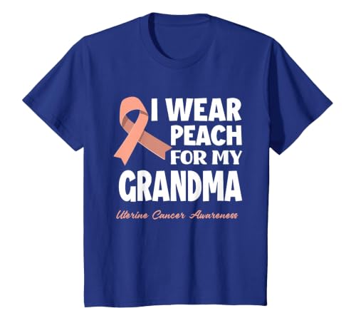 I Wear Peach for My Grandma Granny Uterine Cancer Awareness T-Shirt, Youth, Royal Blue, X-Small
