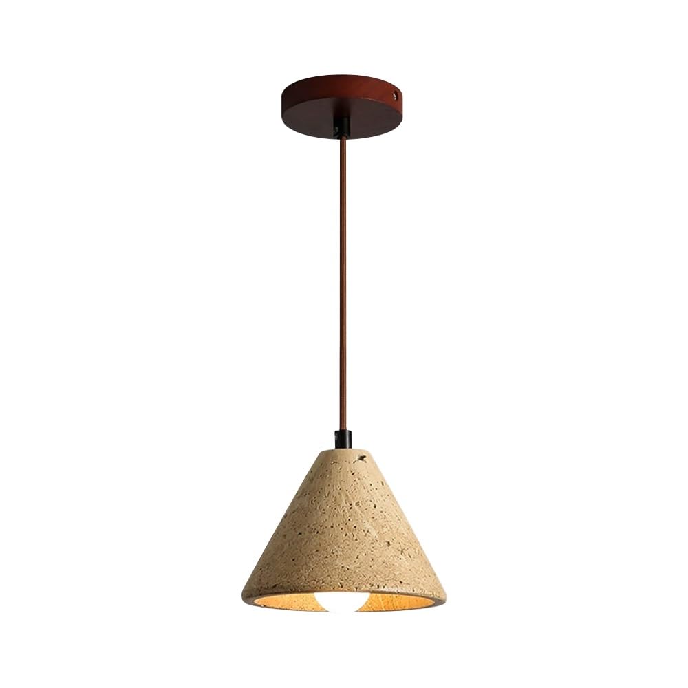 LYMSXAZOU Natural Stone Pendant Light Japanese Bedside Hanging Lamp Wood Drop Ceiling Lights Yellow Travertine for Kitchen Island Dining Room Bedroom Living Room(13 * 16cm)