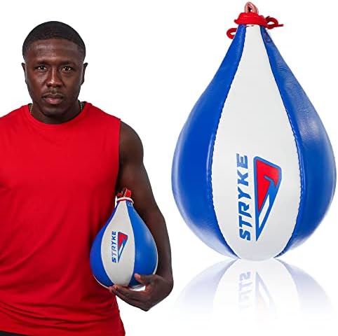 Stryke STRYKE Genuine Leather Punching Speed Bag - Heavy Duty Hanging Speed Ball with Reinforced Seams - for Boxing, MMA, Muay Thai