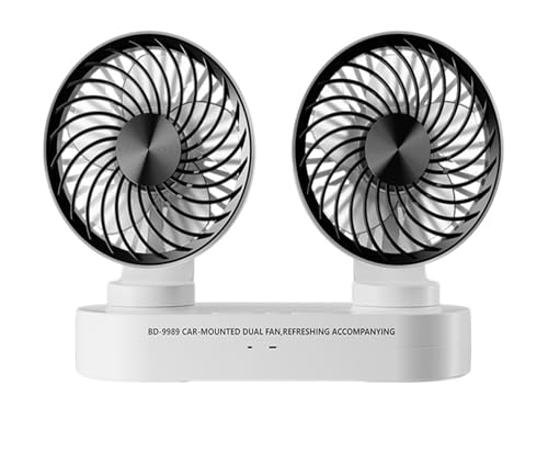 KFZQLRYMX Car Electric Fan Car Electric Fan USB Interface Dual Head Cooling Fan Individual Switch 3 Wind Speed 360°Adjustable Automotive Electric Appliance Reduce Temperature(No Battery)