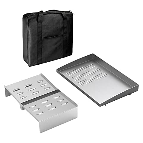 BBQ-PLUS Stainless Steel Camping Griddle Plate for Blackstone 22-inch Tabletop Gas Griddle Grill with Grease Tray and Carry Bag,Portable Flat top Perforated Griddle Plate Accessories Cover