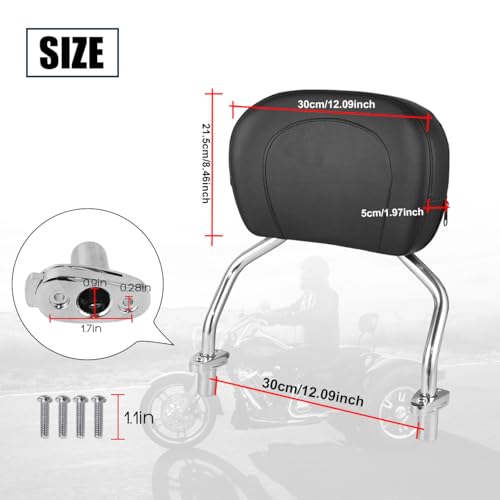 Image of Detachable Passenger Backrest Sissy Bar With Back Rest Pad Compatible with for Harley Freewheeler FLRT 2015-2025 Road Glide 3 FLTRT 2023-2025 Sissy Bar Backrest | Stylish Heavy-Duty Metal Sissy Bar Backrest For Comfortable Back Support
