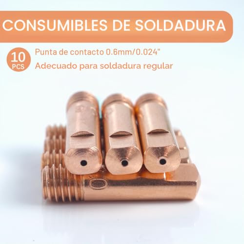 Miniatura 4 de Zfkxgs 10pz 0,6mm Boquillas Punta De Contacto Mig 0.024 Punta De Contacto De Cobre Mig Mb15ak Accesorios De Soldadura Consumibles De Máquina De Soldadura Boquillas De Soldadura Consejos De Soldadura