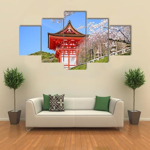 Décoration Murale Pour Salon Premium Toile Paysage Japonais Tableau Éclatant 5 Parties