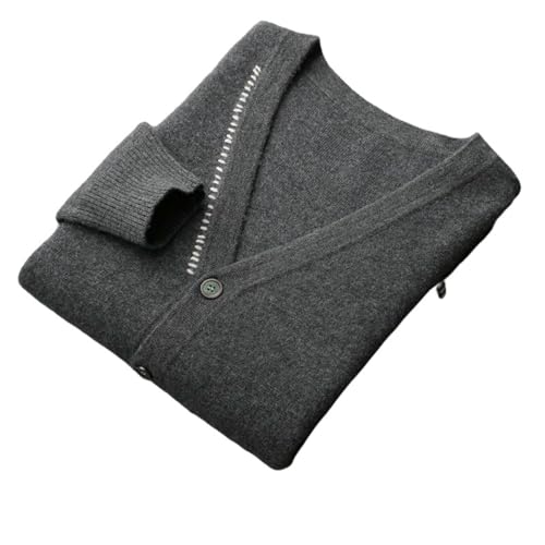 Suéter de punto de cachemira para hombre grueso casual informal cuello en V