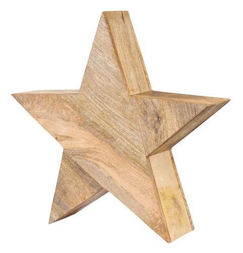 levandeo XL Stern Holzstern Mango 48cm Mangoholz Braun Natur Dekoration...