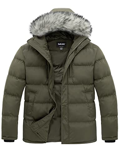 Soularge Men's Big and Tall Thicken Padded Winter Parka Coat with Removable Hood