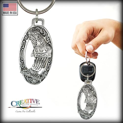 Image of Creative Pewter Designs Native Salmon Keychain F057KC, Native Salmon Keychain, Pewter Keychain