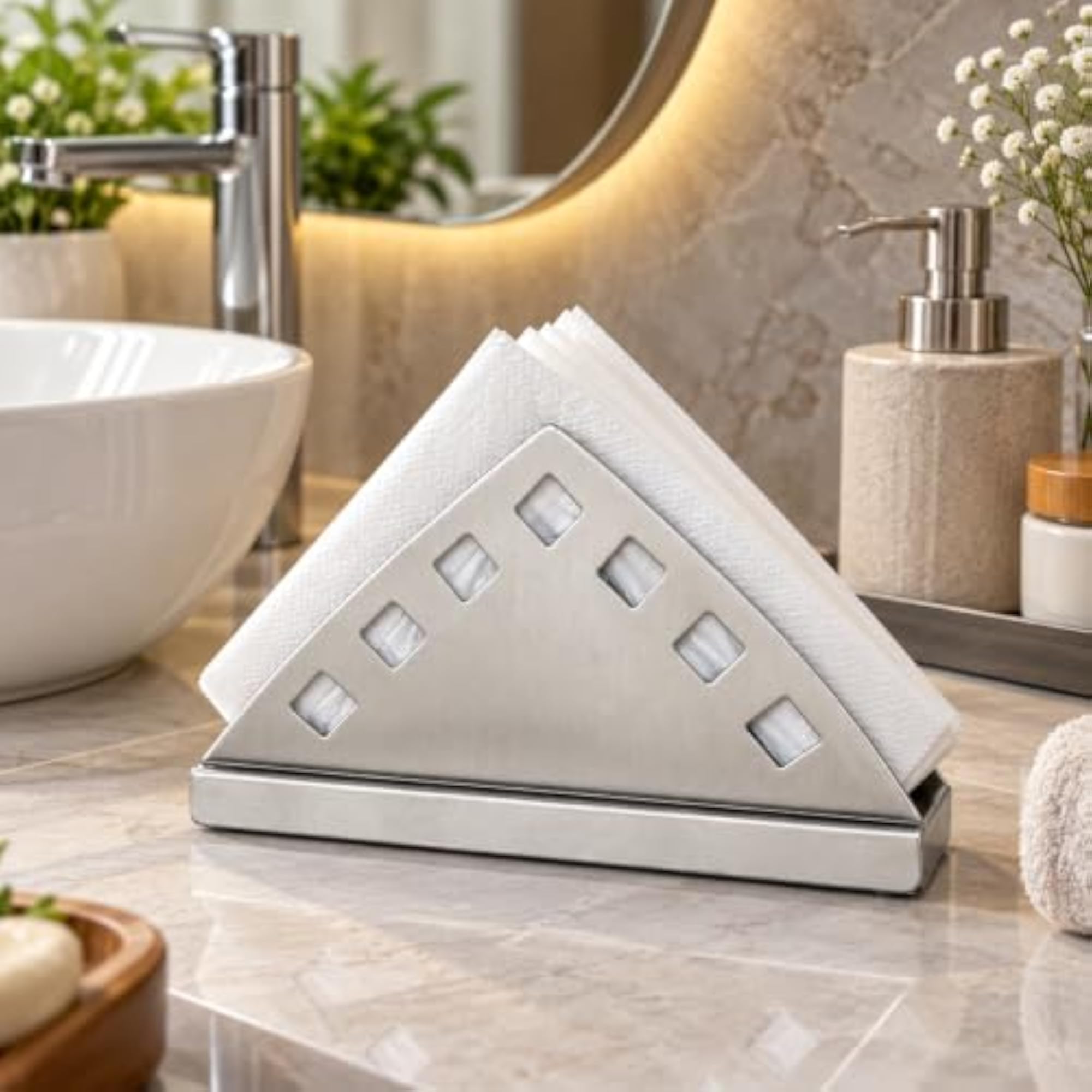 Stainless Steel Napkin Holder, Triangle Design