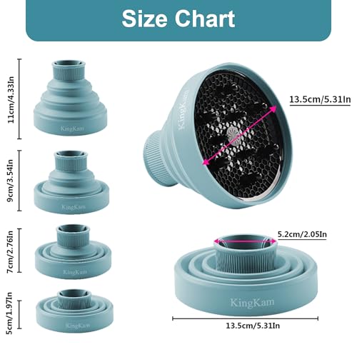 Diffuseur de sèche-cheveux pliable silicone gain de place buse 4-5 cm
