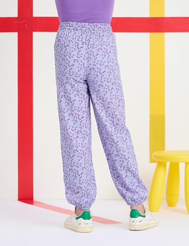 Image of Amazon Brand - Symbol Girls Relaxed Fit Printed Rayon Jogger Pants | Elasticated Waistband | Age 2-14 Years
