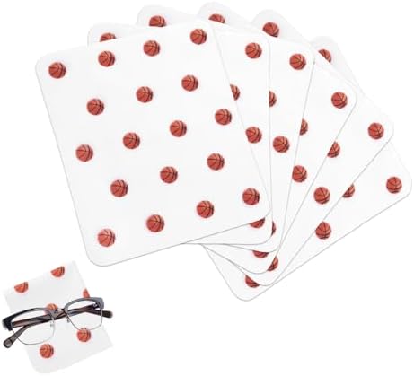 Basketball Microfiber Cleaning Cloth for Glasses Basketball Printed Lens Glass Cleaner Wips Cloth for Eyeglasses Goggles Motorcycle Helmet Camera Lens Cleaner Wipes for Adults 6pcs image 3