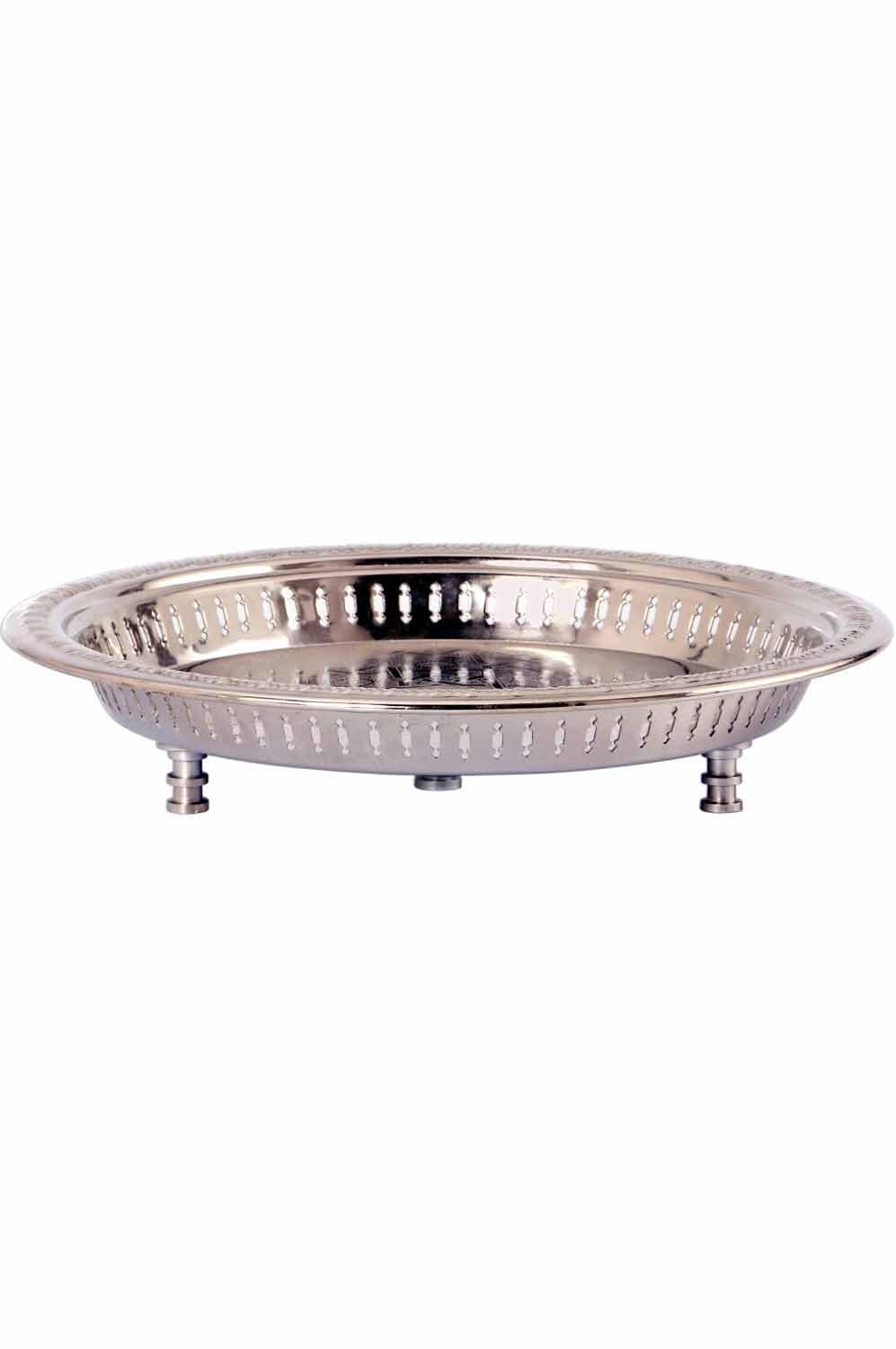Orientalisches Serviertablett Juman modern aus Metall in Silber 40 cm