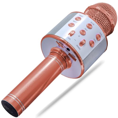 Microfone de karaokê Bluetooth sem fio, máquina de karaokê recarregável para crianças, alto-falante