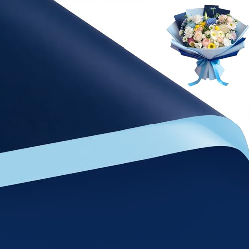 WRAPAHOLIC 20 Sheets Flower Wrapping Paper - 22.4 x 22.4 inch Royal Blue Color Water-Resistant Floral Bouquet Wrapping Paper Florist Supplies Packaging for Wedding Birthday Gift DIY