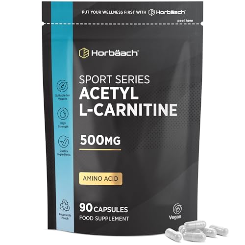 Acetyl L-Carnitine 500mg | 90 Vegan Capsules | High Strength ALCAR Supplement | Amino Acid | By Horbaach