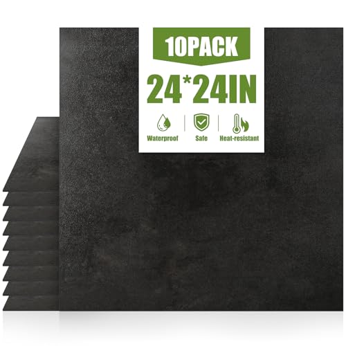 Carreaux de sol imperméables en vinyle autocollant noir RORA 61x61