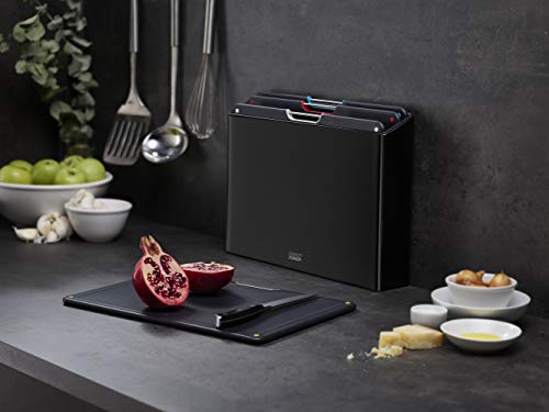 Joseph Joseph Folio 4-Piece Colour coded Chopping Board Set, Steel Slimline Case for Organised Kitchen Storage, Large, Carbon Black - Image 4