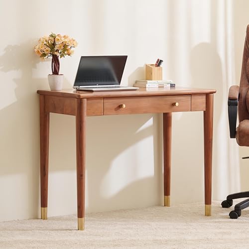Image of Home Centre | Amanda Acacia Wood Study Desk with Drawer | Solid Wood | Brown | 1 Year Warranty