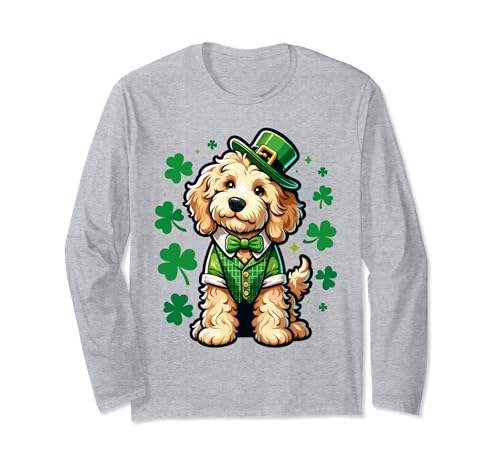 Lucky Golden Doodle Cane Bambini Uomini Donne St Patricks Day Dog Maglia a Manica