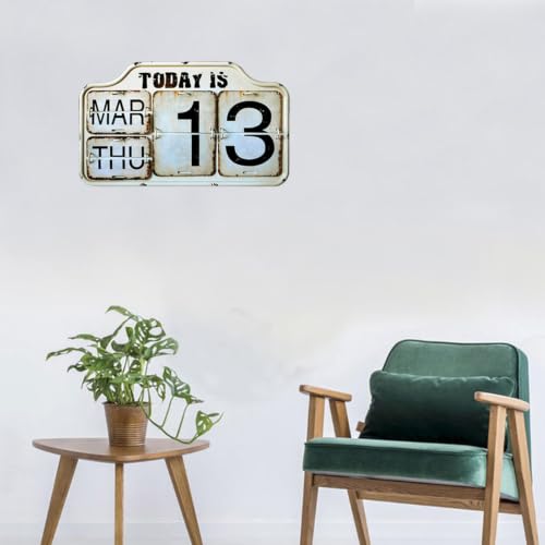 Objet déco rétro fer calendrier perpétuel chic pour comptoir - 2