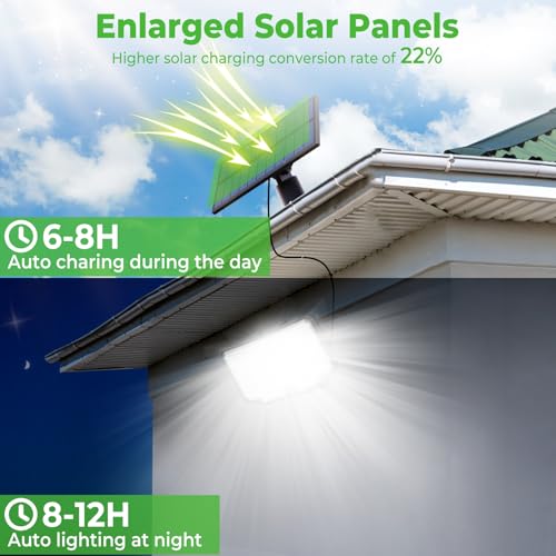 nipify Solarlampen für Außen mit Bewegungsmelder, 318 LED 3 Modi Solar Aussenleuchte IP65 Wetterfest, Weitwinkelbeleuchtung Hell Solarleuchte Solarstrahler für Aussen Outdoor Hauswand Garten