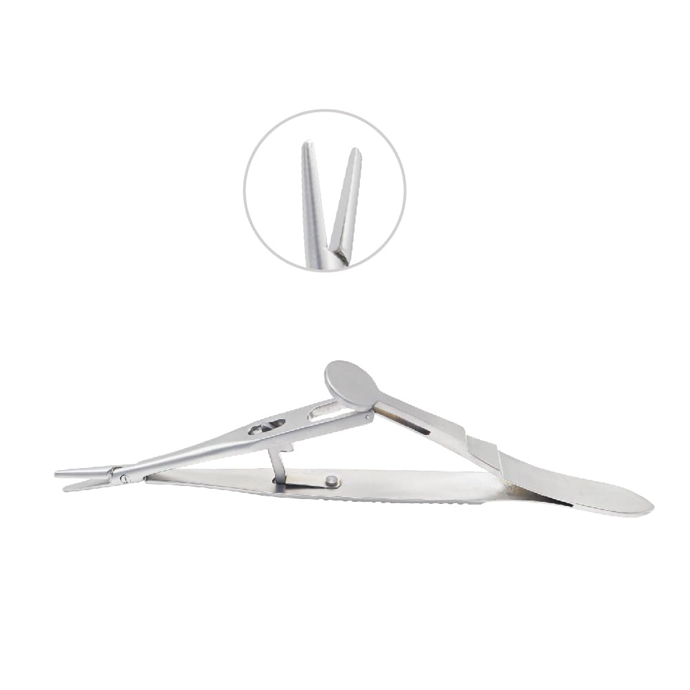 Stellmacher Ophthalmic Kalt Needle Holder – Straight & Curved Variants – 14 cm Stainless Steel Precision Instrument for Fine Suturing Control and Needle Handling (Straight)