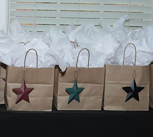 Rustic Barn Star Christmas Tree Ornaments (12 Set) 4" Western Galvanized Tin Barn Star Ornaments For Christmas Tree, Farmhouse Cowboy Country Cabin Style Ornaments Tree Decorations By 4E's Novelty #TOP5