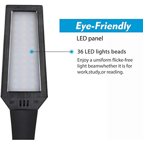 Lepower Desk Lamp, Eye-Caring Touch Control Led Study Lamps, Dimmable Office Lamp, 3 Color Modes 5 Adjustable Brightness Levels Table Lamps For Bedroom And Office (8W Black) #TOP1